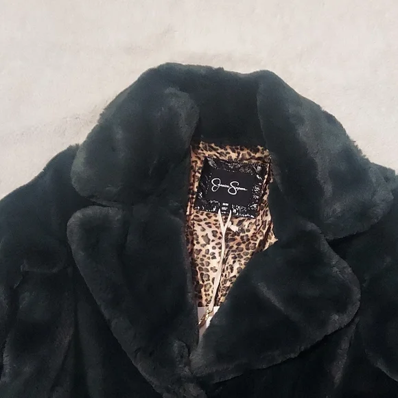 Jessica Simpson Forest Green   Faux Fur Coat - Picture 6 of 17
